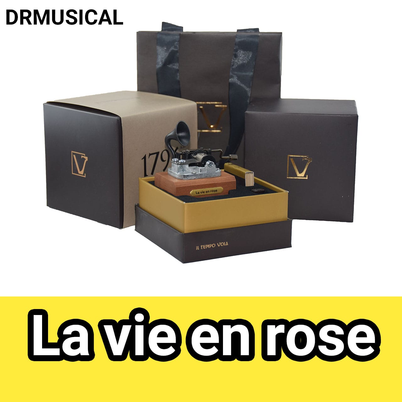 جعبه موزیکال La vie en rose برند IL TEMPO VOLA مدل گرامافونی NEW CLASSICO