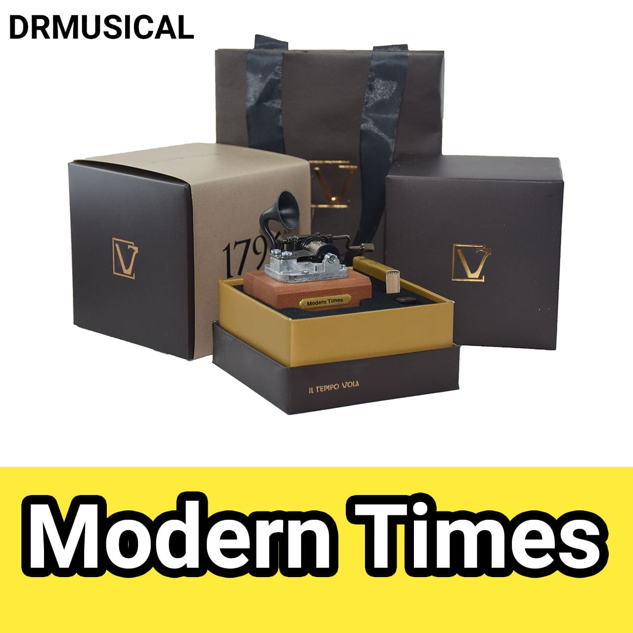 جعبه موزیکال Modern Times برند IL TEMPO VOLA مدل گرامافونیNEW CLASSICO