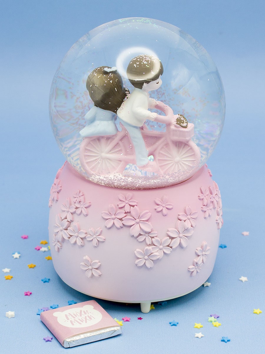 خرید گوی موزیکال مدل دختر پسر عاشق دوچرخه سوار