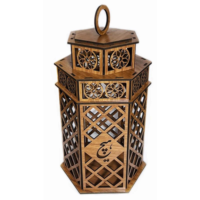 جاشمعی چوبی مدل فانوسی طرح هیچ - خرید بی واسطه از تولید کننده