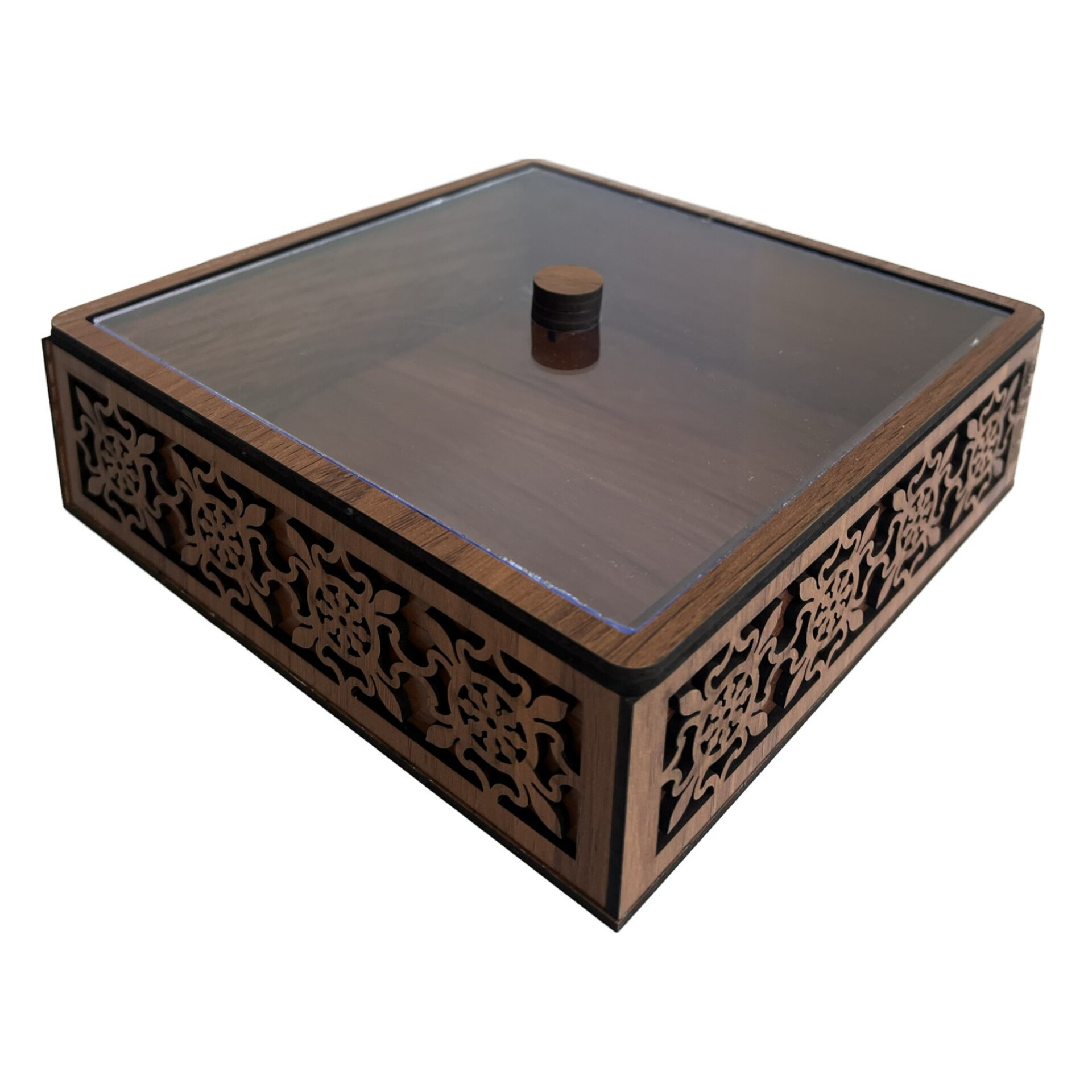 شکلات خوری چوبی طرح گلدار مدل درب دار کد 23 - خرید بی واسطه از کاخانه تولیدی