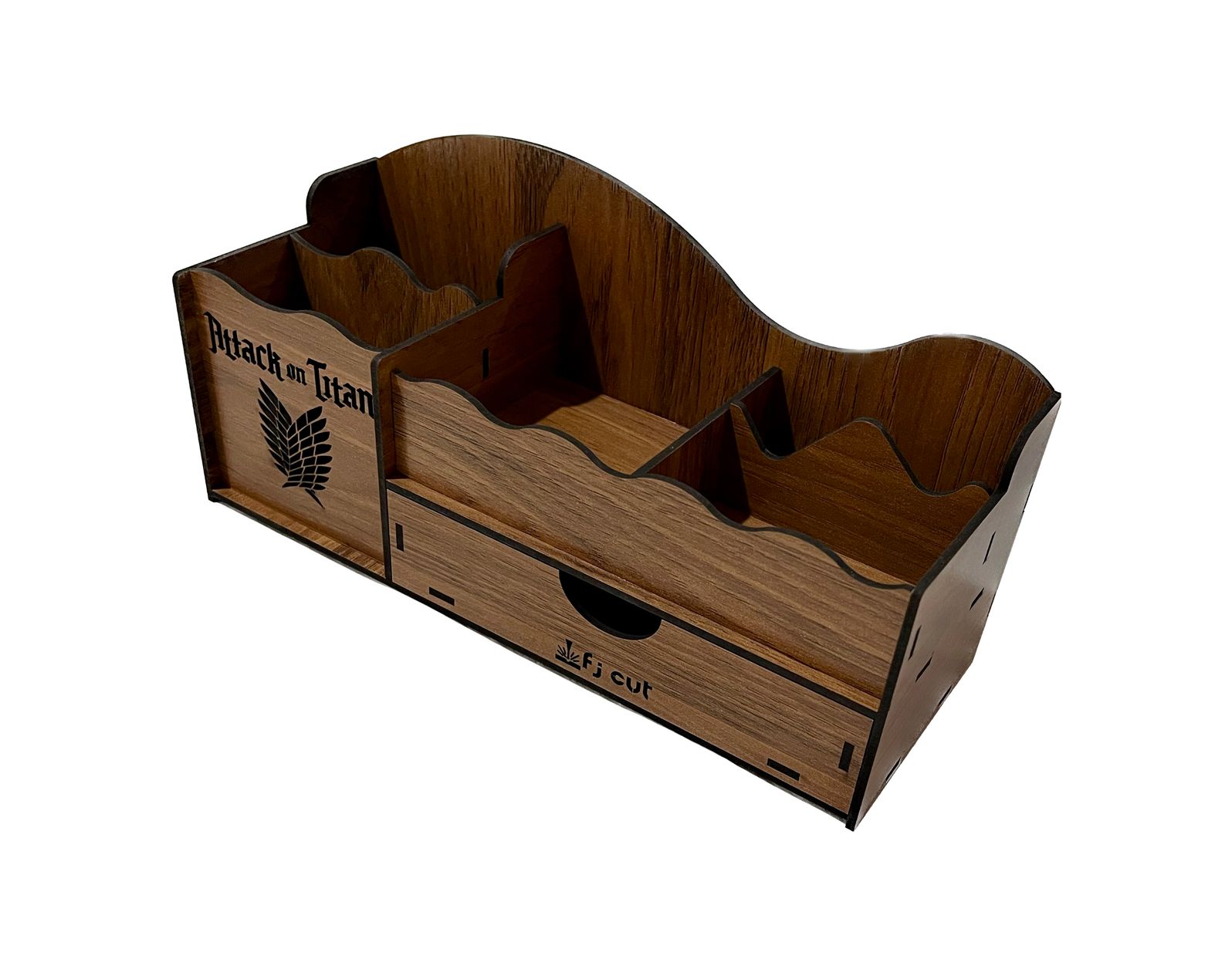 جامدادی رومیزی چوبی طرح Attack on Titan مدل کشویی