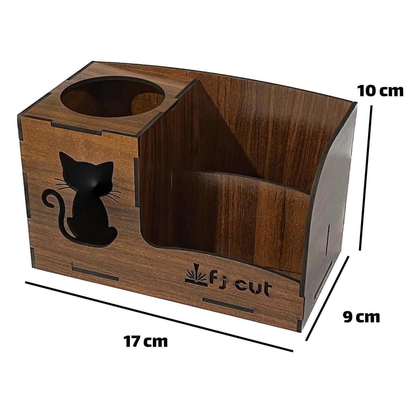 جامدادی رومیزی چوبی طرح گربه - خرید بی واسطه از تولید کننده